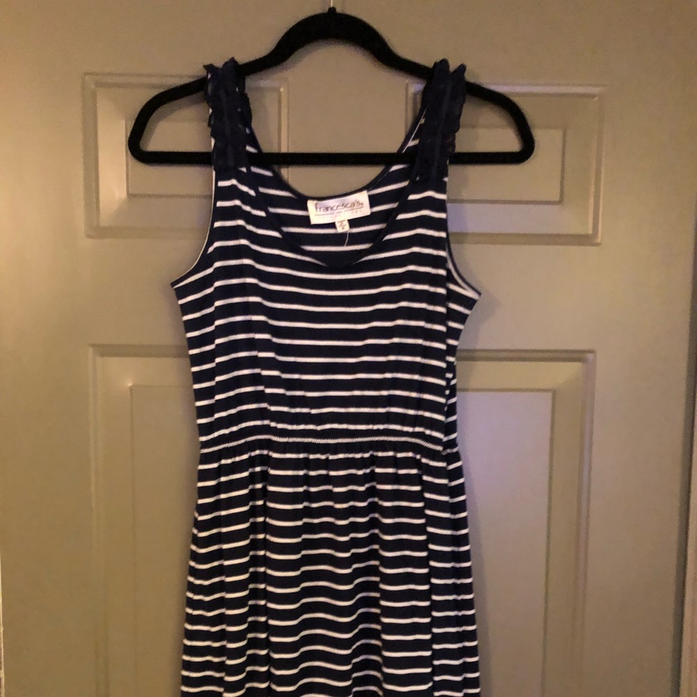 Cotton navy white striped sundress